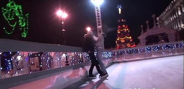  Christmas Ice skating, sauna and ass licking for this couple